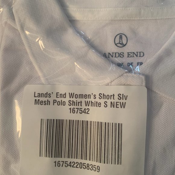 NWT LANDS' END WOMEN'S SHORT SLEEVE‎ MESH POLO SHIRT WHITE PXS & SMALL - Picture 5 of 11